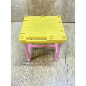 2013 Mattel Barbie Yellow Table Desk Pink Legs Dream House Replacement Part Toy